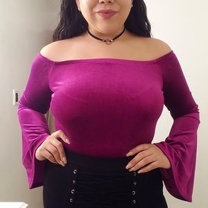 Off the shoulder velvet top